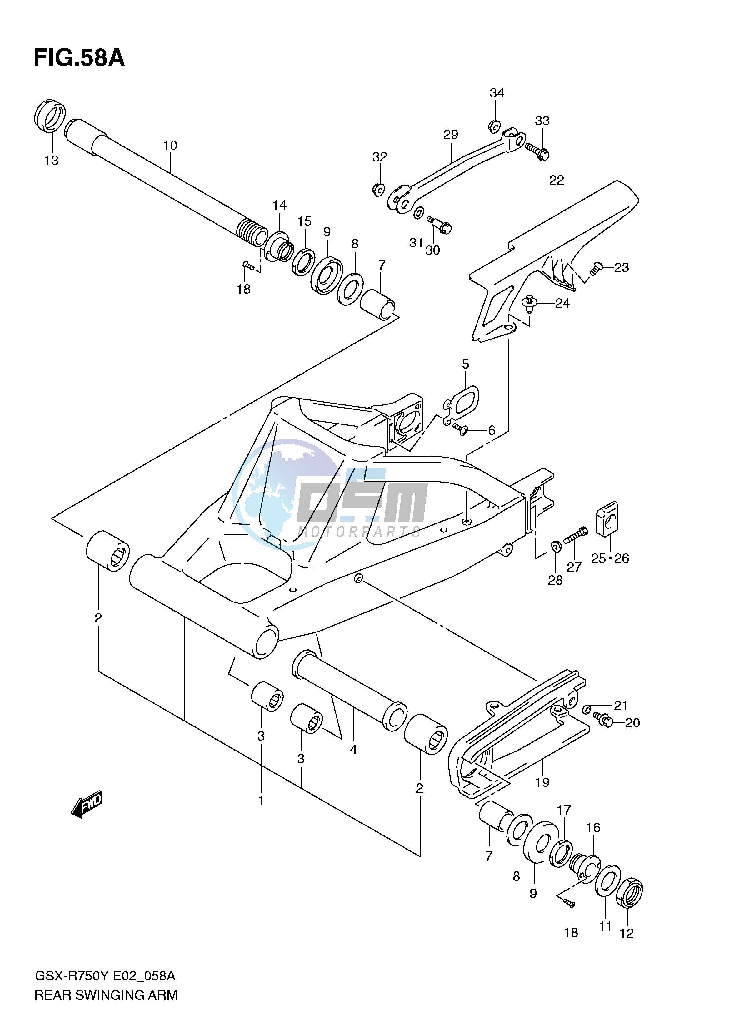 REAR SWINGING ARM (MODEL K2 K3)