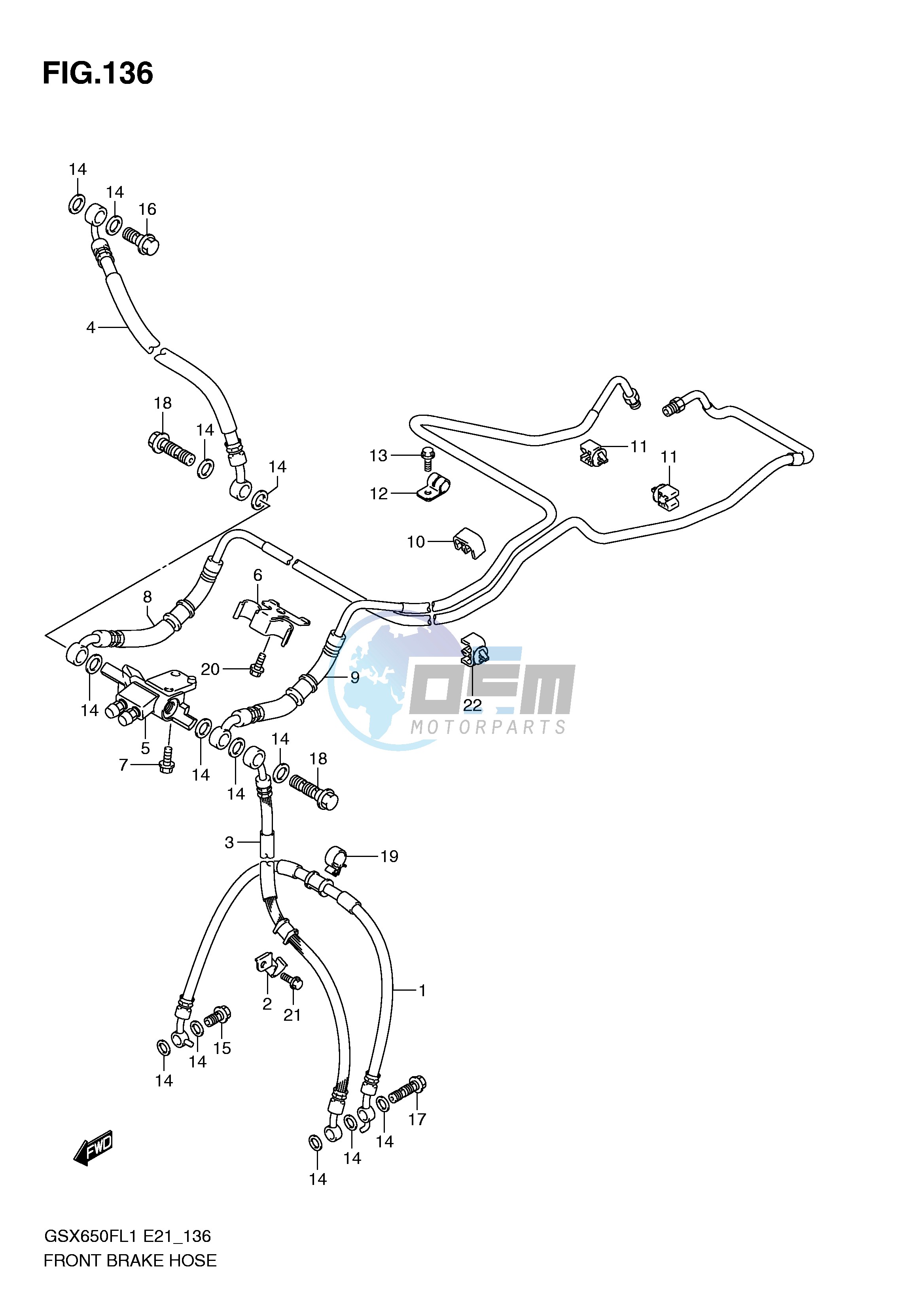 FRONT BRAKE HOSE (GSX650FUAL1 E21)