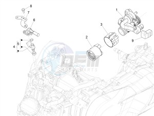 GTS 150 4T 3V IE ABS E4 (EMEA) drawing Throttle body - Injector - Union pipe