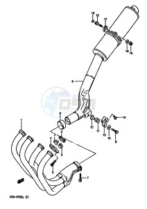 GSX-R750 (J-K-L) drawing MUFFLER (MODEL L)