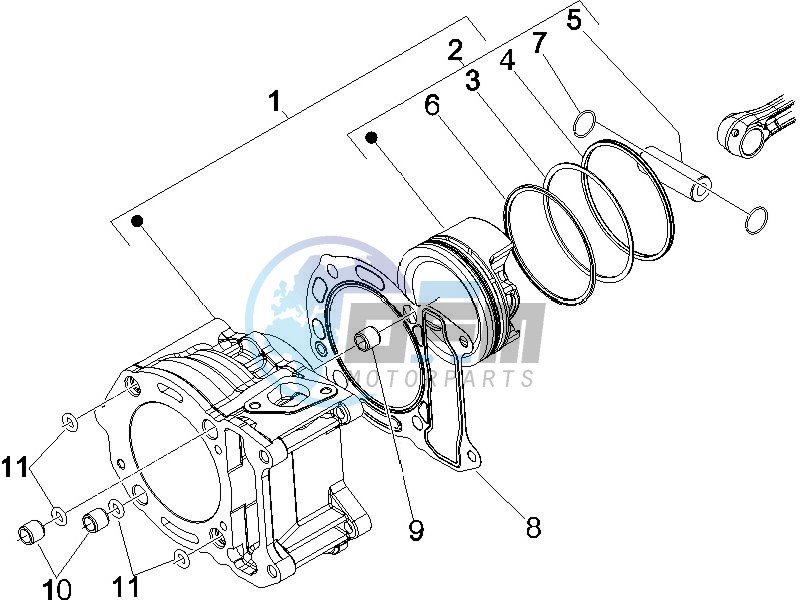 Cylinder - piston - wrist pin unit