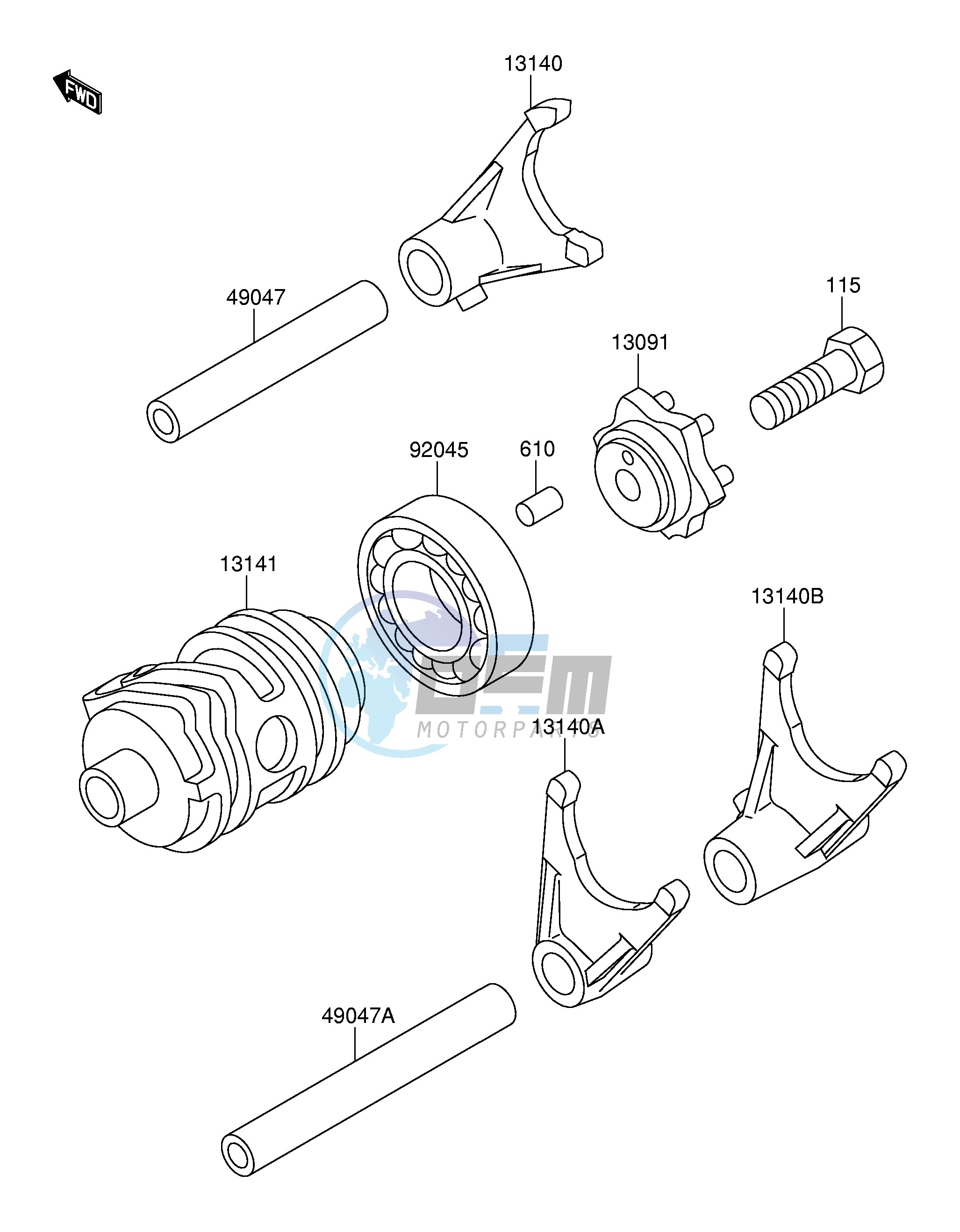 GEAR CHANGE DRUM SHIFT FORK