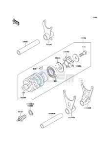 ZZR600 ZX600E6F GB XX (EU ME A(FRICA) drawing Gear Change Drum/Shift Fork(s)