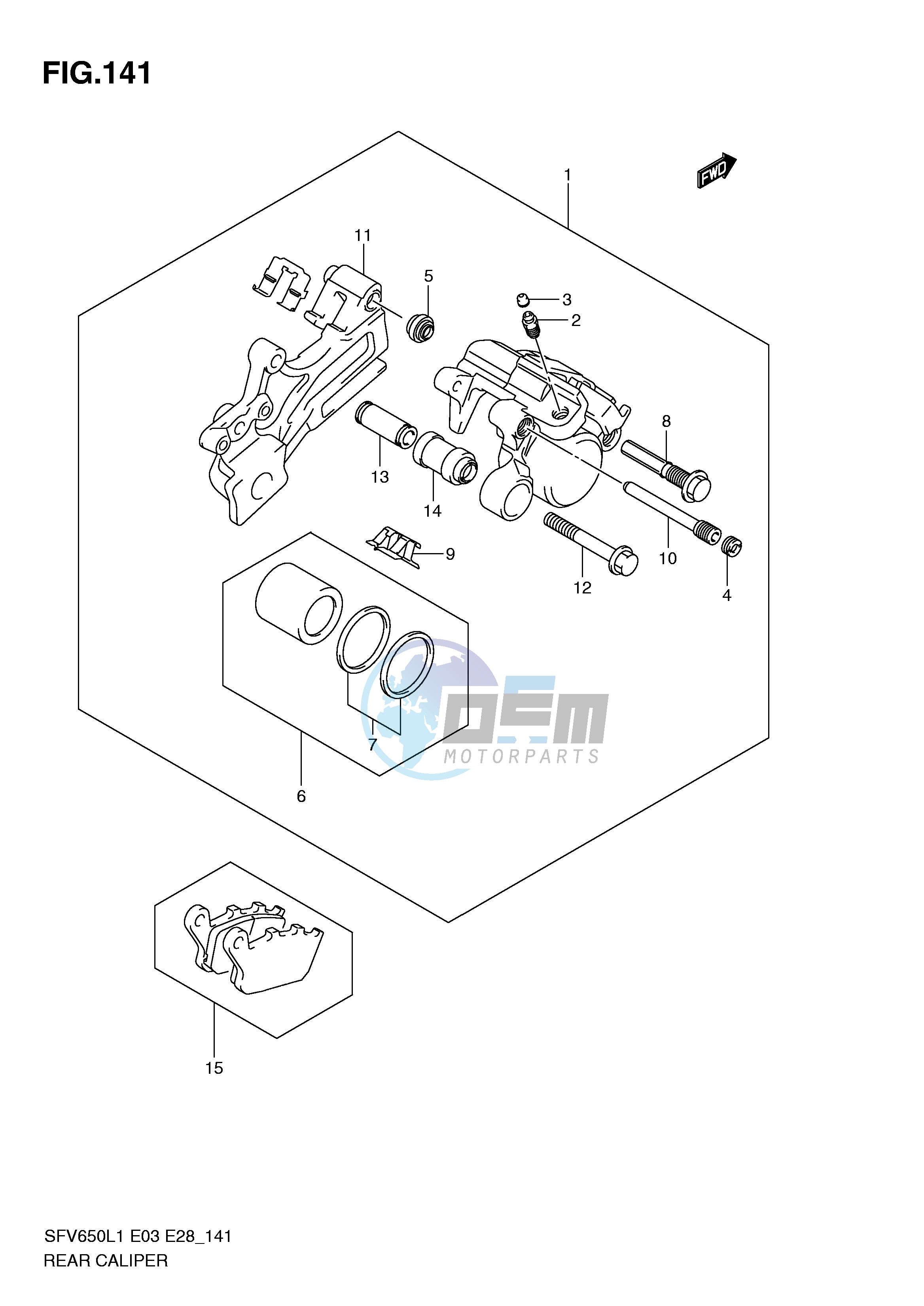 REAR CALIPER (SFV650AL1 E28)