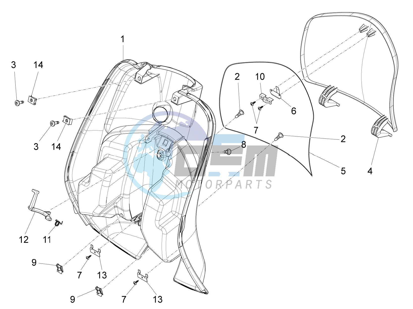 Front glove-box - Knee-guard panel