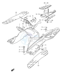 AN250 (E2) Burgman drawing REAR LEG SHIELD (MODEL Y)