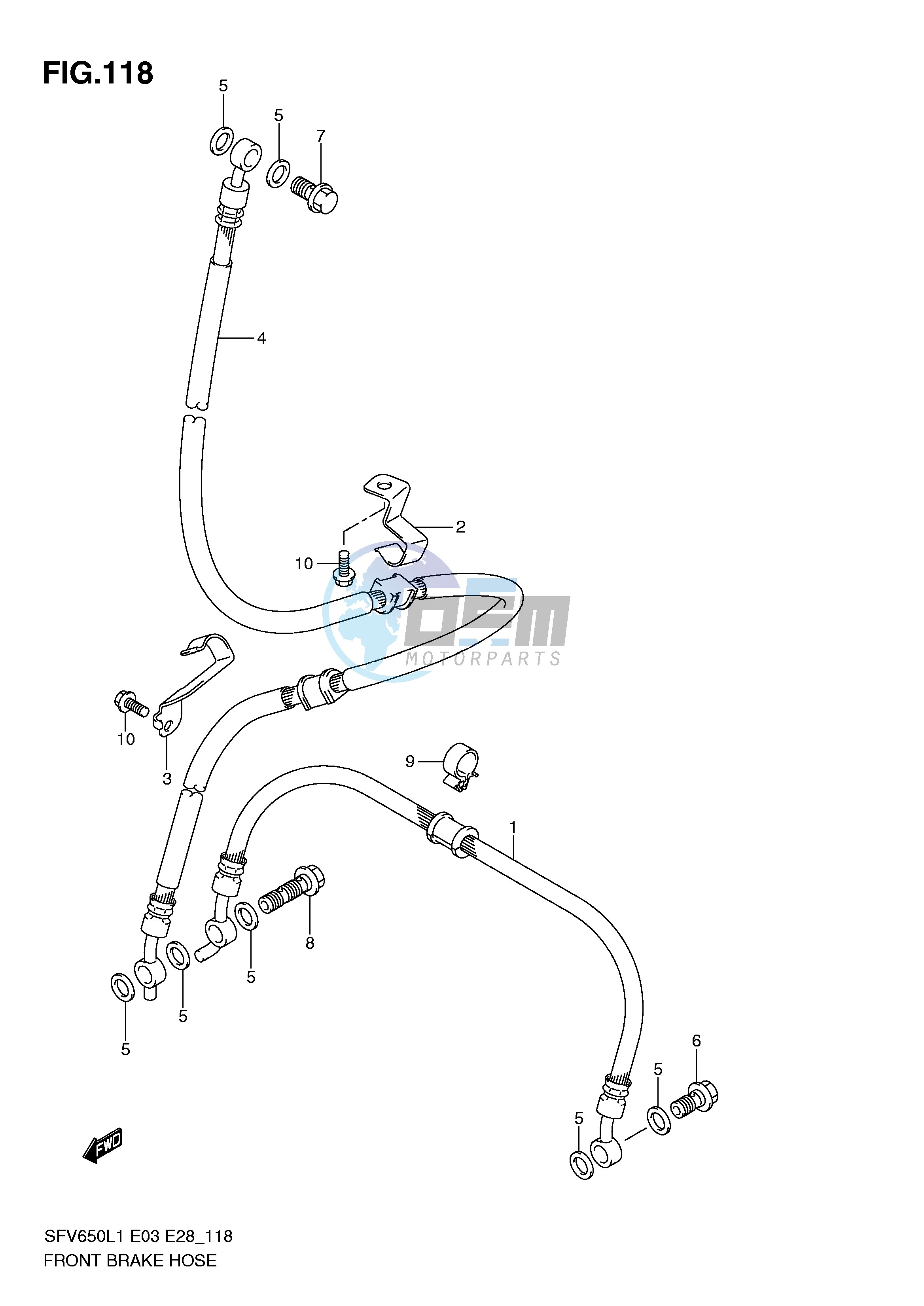 FRONT BRAKE HOSE (SFV650L1 E3)