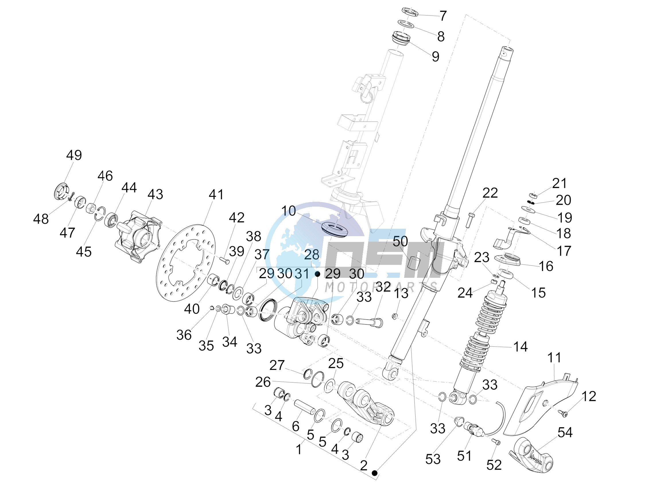 Fork/steering tube - Steering bearing unit