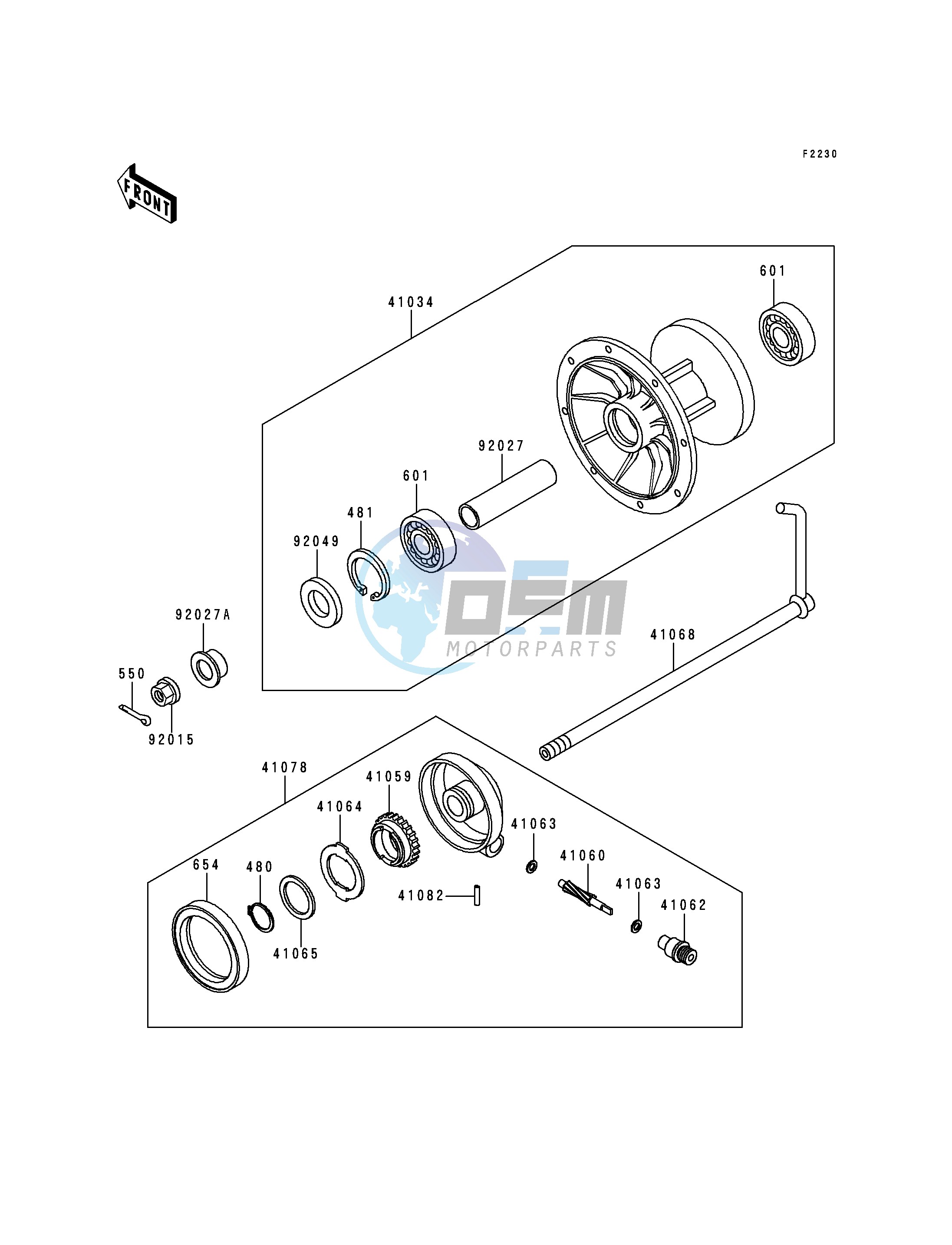 FRONT HUB-- KDX200-E4- -