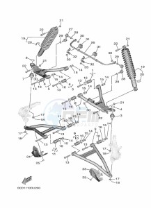 YXE850EBN YXE85WPBK (B0D1) drawing FRONT SUSPENSION & WHEEL