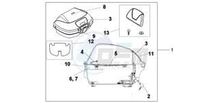 XL1000V9 Europe Direct - (ED) drawing TOP BOX 45L CHEVALIER SILVER METALLIC