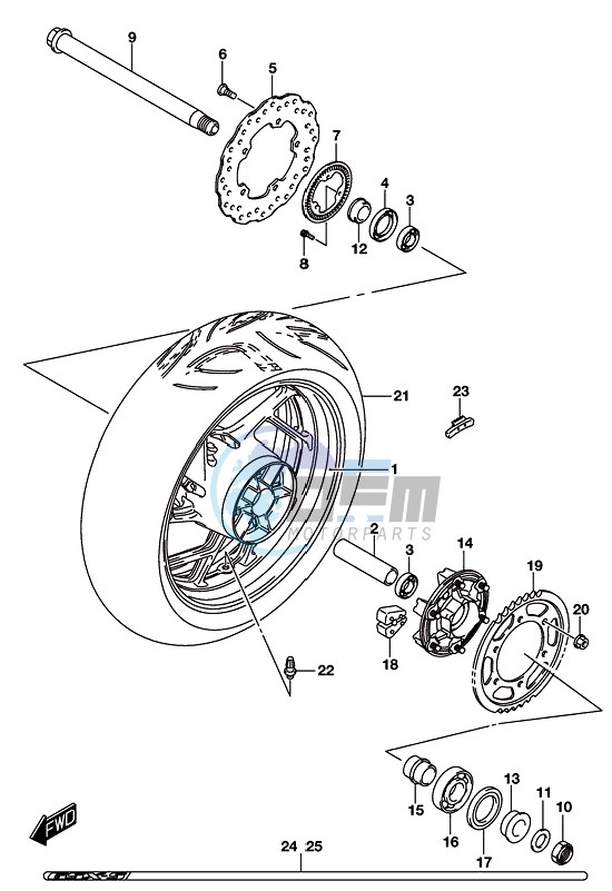 REAR WHEEL (GSX-S750ZAL8 E21)