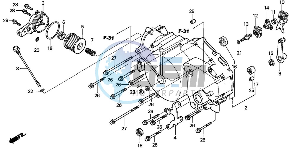 FRONT CRANKCASE COVER (TRX350TM/FM)