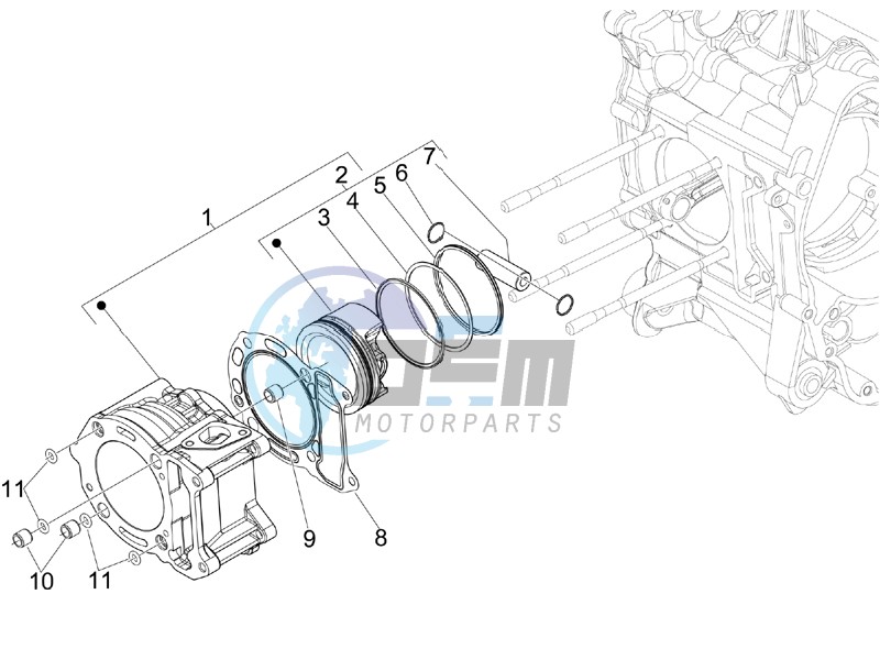 Cylinder-piston-wrist pin unit