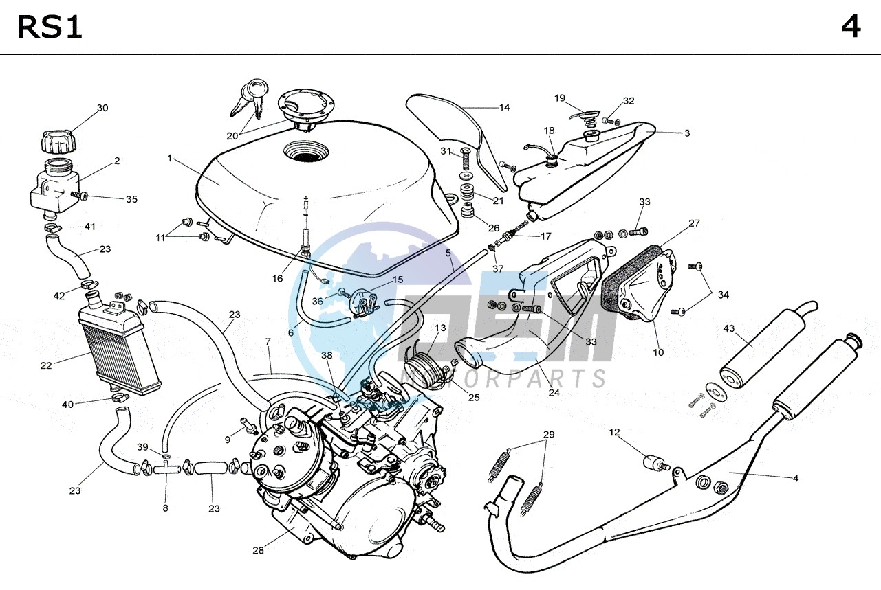 EXHAUST,RADIATOR,TANK, AIRFILTER