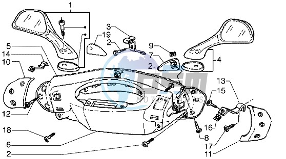 Handlebars and driving mirror cover