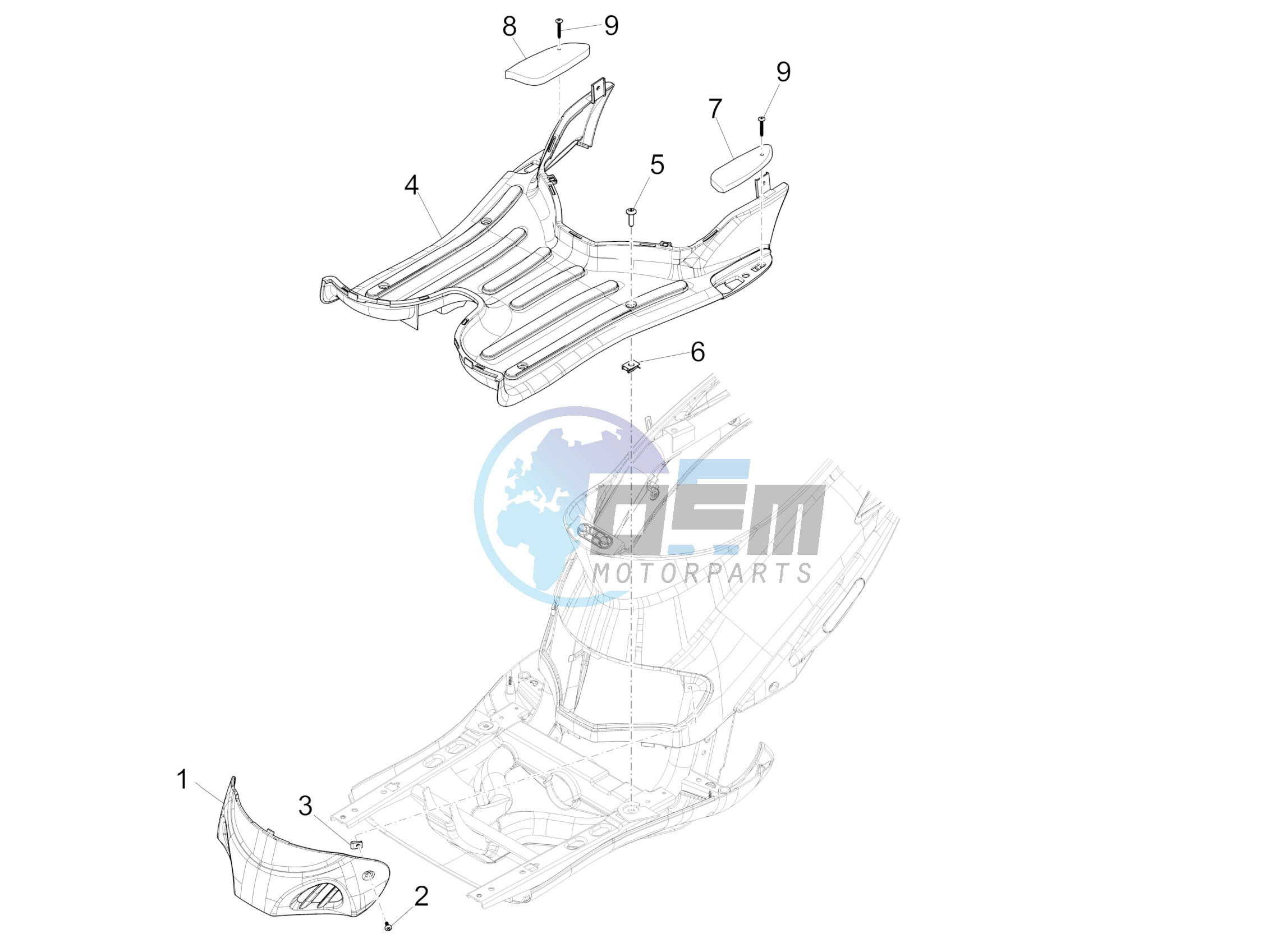 Central cover - Footrests