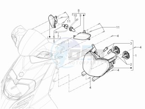 Typhoon 50 2t e3 (CH) Switserland drawing Head lamp - Turn signal lamps