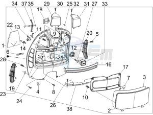 GT 250 ie 60 deg (Euro 3) drawing Front glovebox - Knee-guard panel