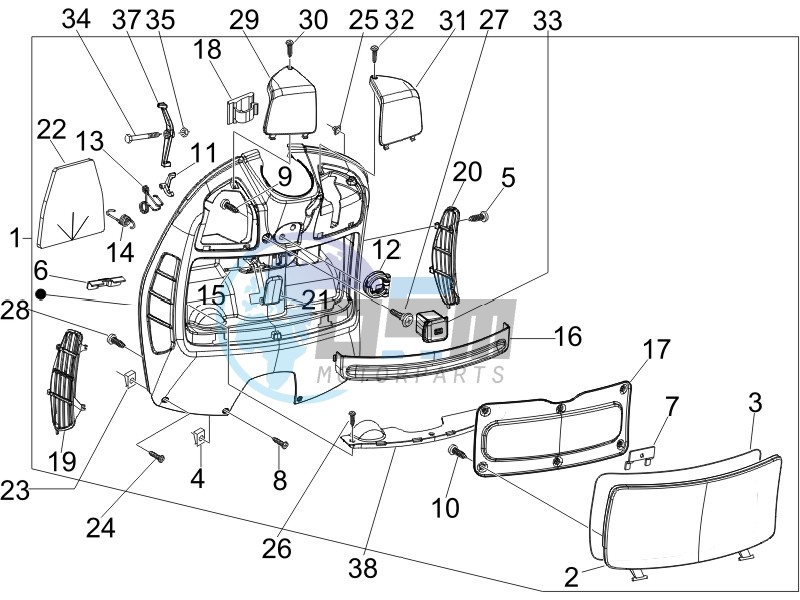 Front glovebox - Knee-guard panel