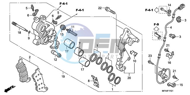 R. FRONT BRAKE CALIPER (CBF1000A/T/S)