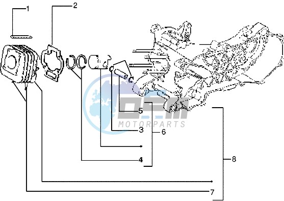 Cylinder-piston-wrist pin assy