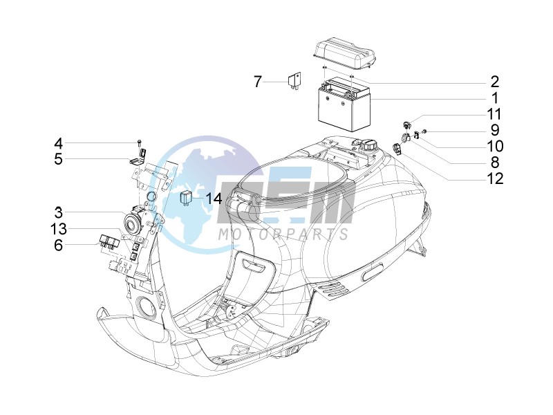 Control switches - Battery - Horn