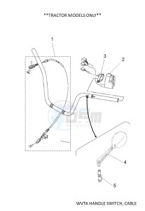 YFM700FWBD KODIAK 700 EPS (BGF8) drawing WVTA HANDLE SWITCH, CABLE