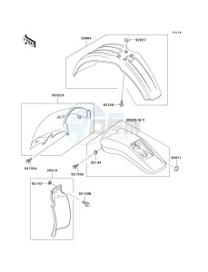 KLX 250 D [KLX250R] (D2-D4) [KLX250R] drawing FENDERS