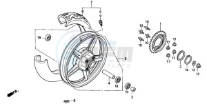 CB250 TWO FIFTY drawing REAR WHEEL (2)