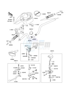 KVF 400 D [PRAIRIE 400] (D1-D4) [PRAIRIE 400] drawing HANDLEBAR -- D1- -