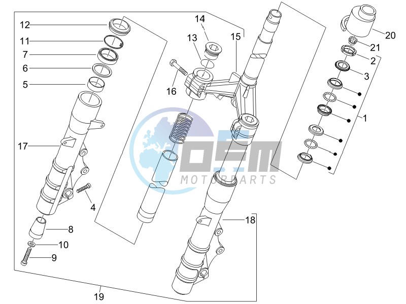 Fork steering tube - Steering bearing unit