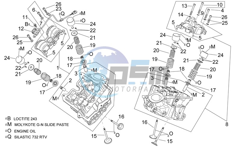 Cylinder head and valves