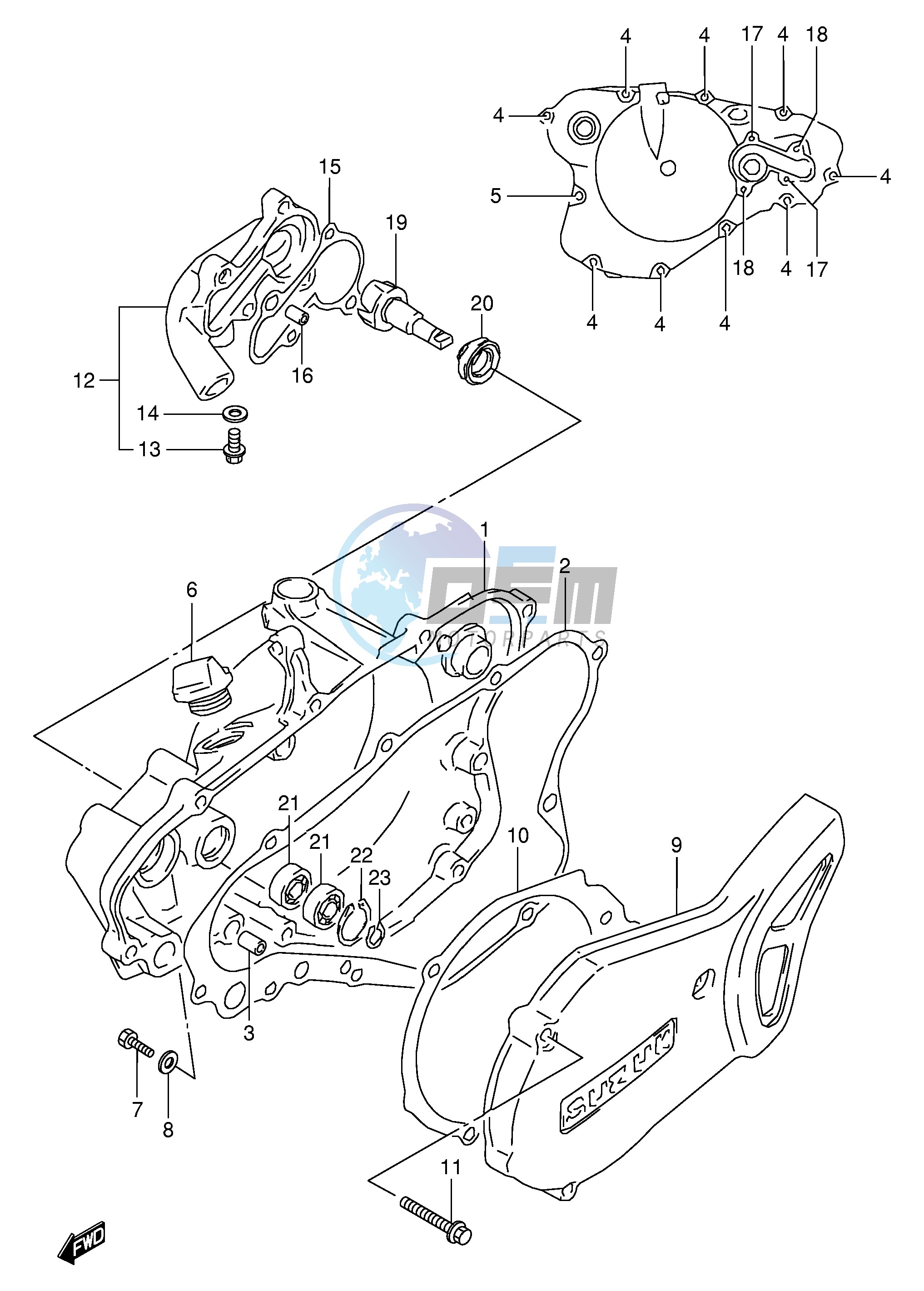 CRANKCASE COVER- WATER PUMP