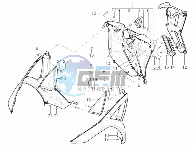 Front glove-box - Knee-guard panel