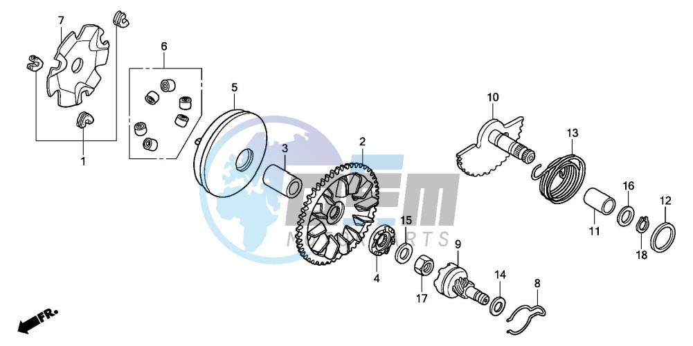 DRIVE FACE/ KICK STARTER SPINDLE