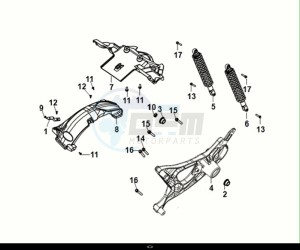 FIDDLE IV 125 (XG12W1-EU) (M0-M3) drawing RR. CUSHION - RR. FORK - RR. MUDGUARD