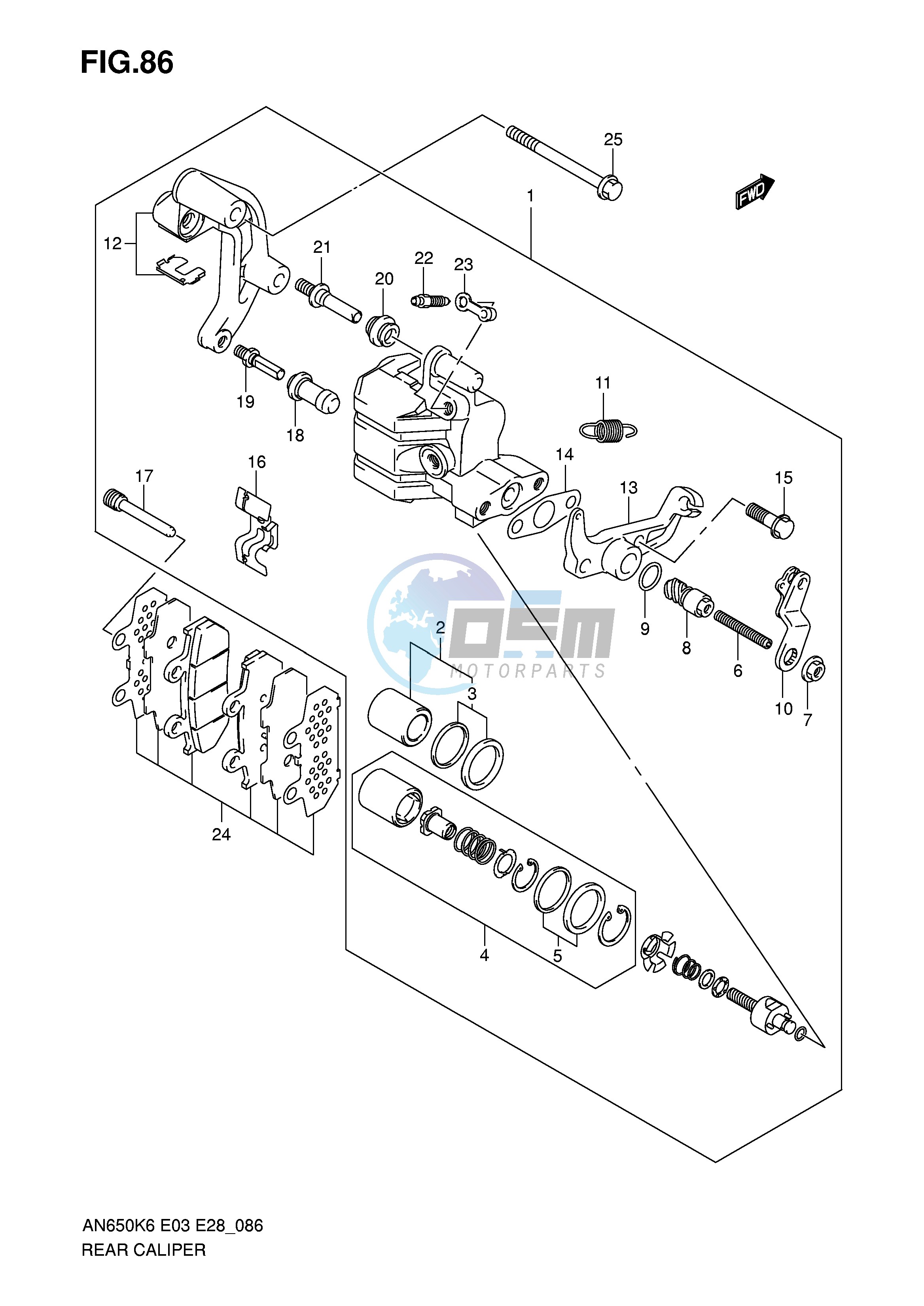 REAR CALIPER (MODEL K6 K7 K8)