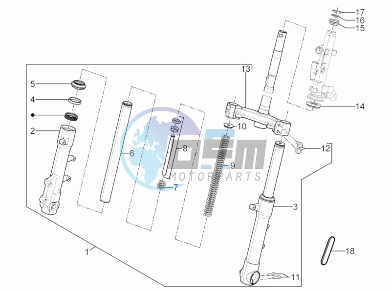 Fork steering tube - Steering bearing unit