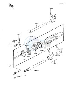 KZ 1100 L [LTD SHAFT] (L1) [LTD SHAFT] drawing GEAR CHANGE DRUM & FORKS