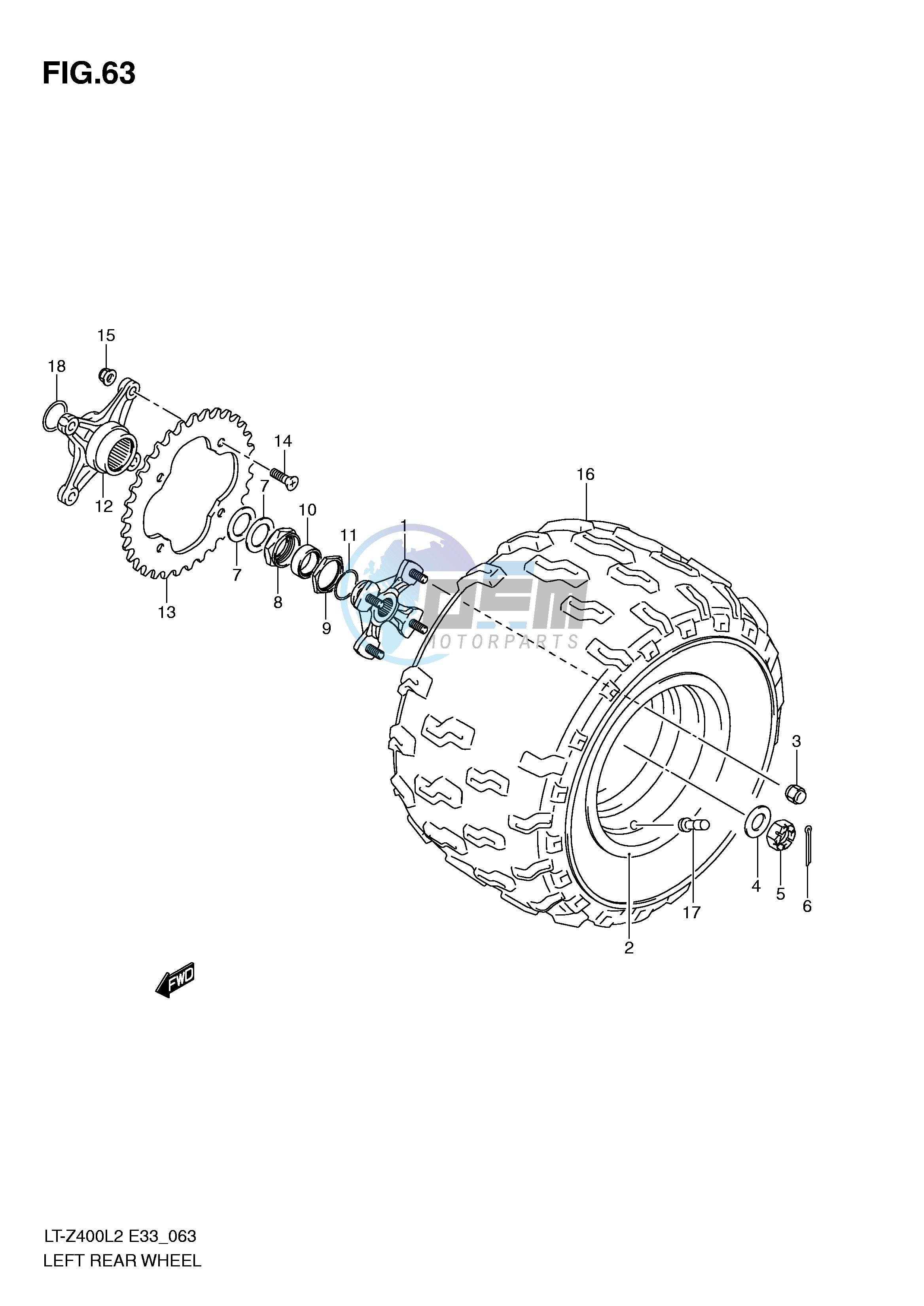 LEFT REAR WHEEL (LT-Z400L2 E33)