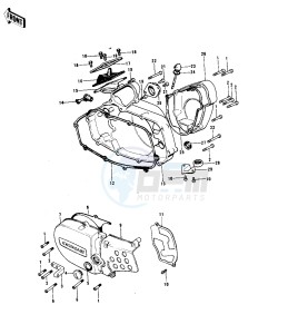 KX 125 (-A) drawing ENGINE COVERS -- 74-76 KX125_A_A3- -