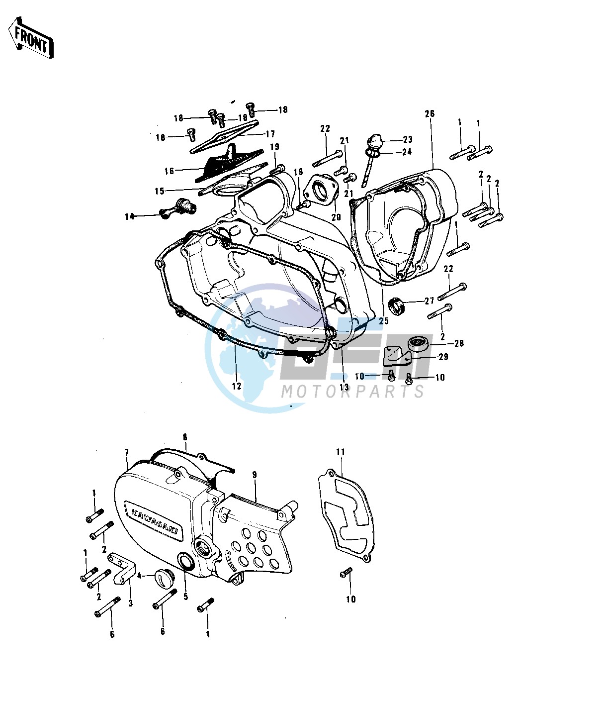 ENGINE COVERS -- 74-76 KX125_A_A3- -