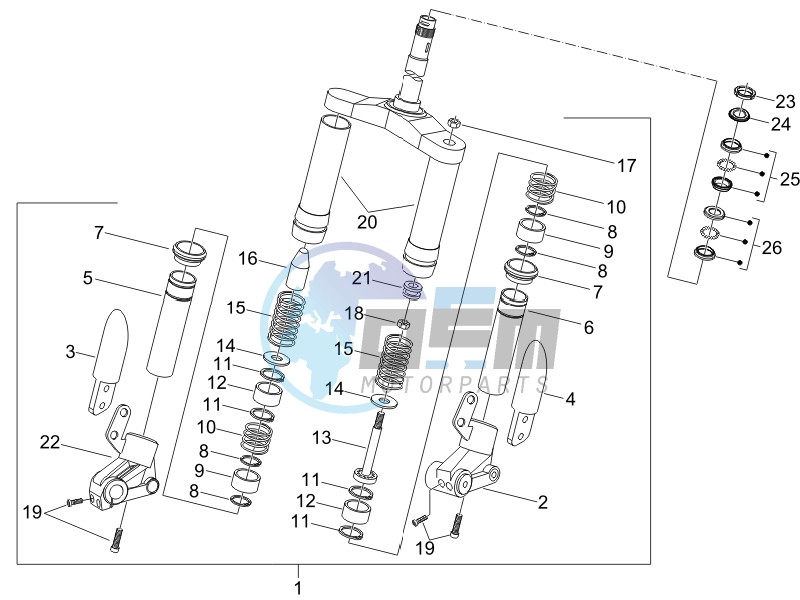 Fork steering tube - Steering bearing unit