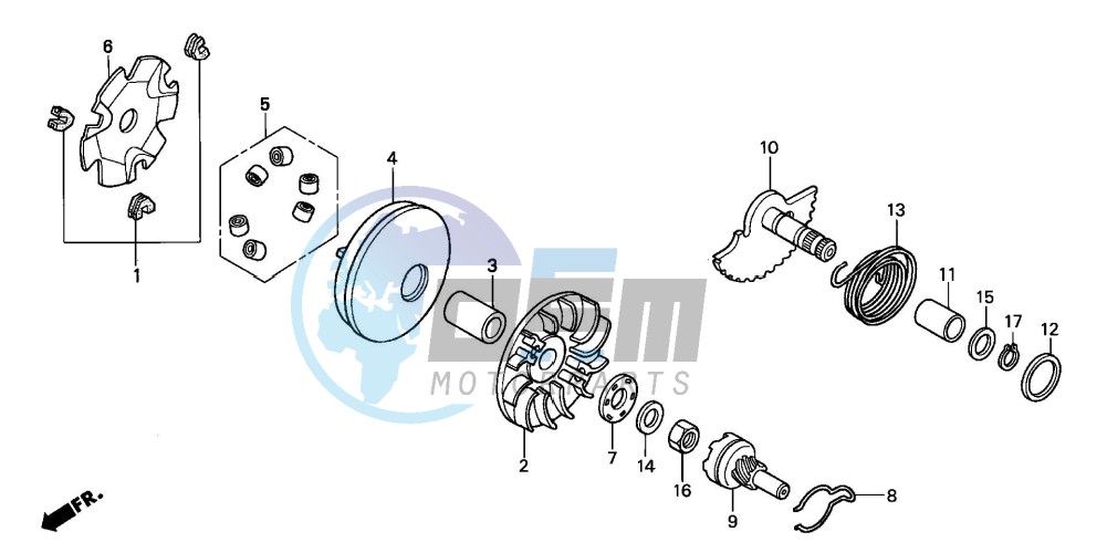 DRIVE FACE/ KICK STARTER SPINDLE