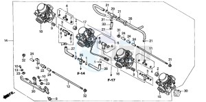 CB600F HORNET drawing CARBURETOR (ASSY.) (1)