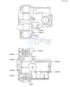 ZX 1100 A [GPZ] (A1-A2) [GPZ] drawing CRANKCASE BOLT & STUD PATTERN