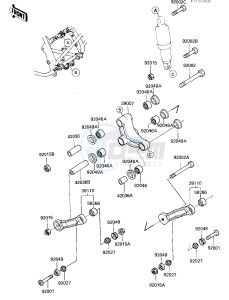 ZX 750 E [GPZ 750 TURBO] (E1-E2) [GPZ 750 TURBO] drawing REAR SUSPENSION