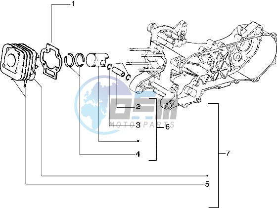 Cylinder-piston-wrist pin assy