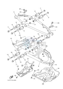 YFM550FWAD YFM5FGPB GRIZZLY 550 EPS (1HS3 1HS4) drawing REAR ARM